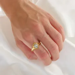 Wasserfest Zirkon Ring aus vergoldetem Stahl - OCEANA