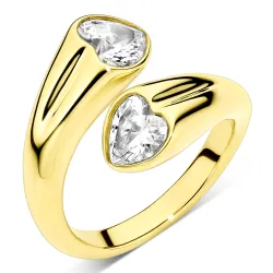 Wasserfest Herzen Zirkon Ring aus vergoldetem Edelstahl - OCEANA