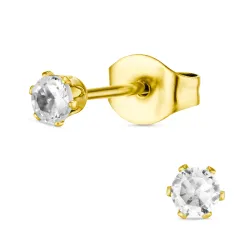 3 mm Wasserfester Zirkon Ohrstecker in vergoldetem Stahl - OCEANA