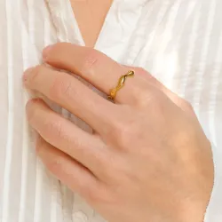 Wasserfest Ring aus vergoldetem Stahl - OCEANA