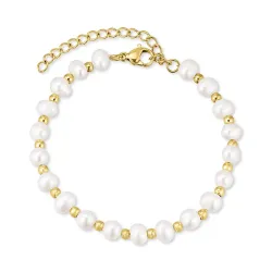 Wasserfest Perle Armband aus vergoldetem Stahl - OCEANA