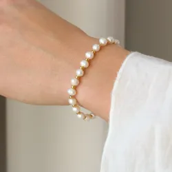 Wasserfest Perle Armband aus vergoldetem Stahl - OCEANA