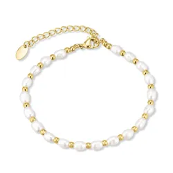 Wasserfest Perle Armband aus vergoldetem Stahl - OCEANA