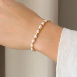 Wasserfest Perle Armband aus vergoldetem Stahl - OCEANA