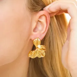 Wasserfester Blumen Ohrringe in vergoldetem Edelstahl - OCEANA