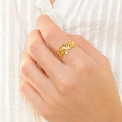 Wasserfest Blumen justierbar Ring aus vergoldetem Stahl - OCEANA