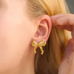 Wasserfester Schleife Ohrringe in vergoldetem Edelstahl - OCEANA