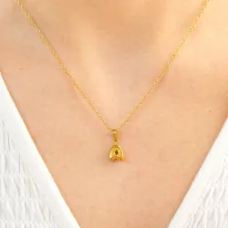 Wasserfest buchstab a Halskette aus vergoldetem Stahl - OCEANA