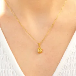 Wasserfest buchstab b Halskette aus vergoldetem Stahl - OCEANA