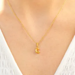 Wasserfest buchstab c Halskette aus vergoldetem Stahl - OCEANA