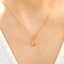 Wasserfest buchstab d Halskette aus vergoldetem Stahl - OCEANA