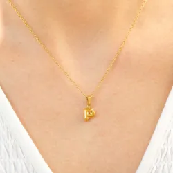 Wasserfest buchstab p Halskette aus vergoldetem Stahl - OCEANA