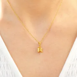 Wasserfest buchstab r Halskette aus vergoldetem Stahl - OCEANA