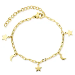 Wasserfest Mond und Stern Armband aus vergoldetem Stahl - OCEANA