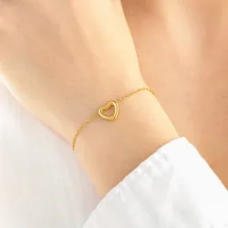 Wasserfest Herz Armband aus vergoldetem Stahl - OCEANA