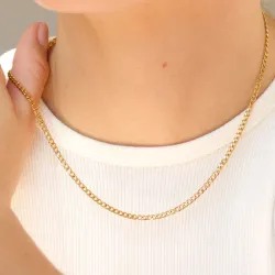 Wasserfest Panzerkette aus vergoldetem Edelstahl 41 + 5 cm x 2,6 mm  - OCEANA