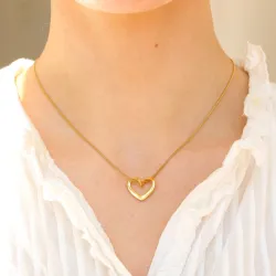 Wasserfest Herz Halskette aus vergoldetem Stahl - OCEANA