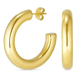 6 x 32 mm Wasserfester Halbkreolen in vergoldetem Edelstahl - OCEANA