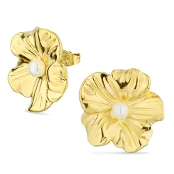 Wasserfester Blumen Ohrringe in vergoldetem Stahl - OCEANA