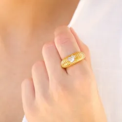 Wasserfest Herz Ring aus vergoldetem Edelstahl - OCEANA