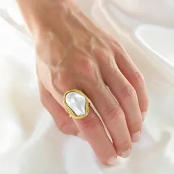 Wasserfest justierbar Ring aus vergoldetem Stahl - OCEANA