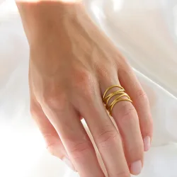 Wasserfest justierbar Ring aus vergoldetem Edelstahl - OCEANA