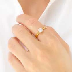 Wasserfest Solitärring aus vergoldetem Edelstahl - OCEANA