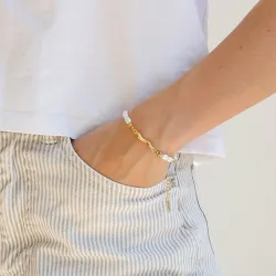 Wasserfest Perle Armband aus vergoldetem Stahl - OCEANA