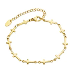 Wasserfest Kreuz Armband aus vergoldetem Stahl - OCEANA