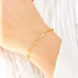 Wasserfest Kreuz Armband aus vergoldetem Stahl - OCEANA