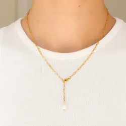 Wasserfest Perle Halskette mit Anhänger aus vergoldetem Stahl - OCEANA