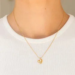 Wasserfest Herz Halskette aus vergoldetem Stahl - OCEANA