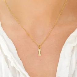 Wasserfest buchstab i Zirkon Halskette mit Anhänger aus vergoldetem Stahl - OCEANA