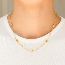 Wasserfest Herz Halskette aus vergoldetem Stahl - OCEANA