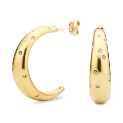 Wasserfester Zirkon Halbkreolen in vergoldetem Stahl - OCEANA