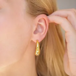 Wasserfester Zirkon Halbkreolen in vergoldetem Stahl - OCEANA