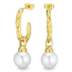 Wasserfester Perle Halbkreolen in vergoldetem Stahl - OCEANA