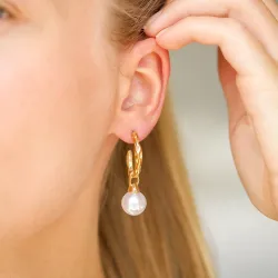 Wasserfester Perle Halbkreolen in vergoldetem Stahl - OCEANA