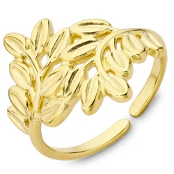 Wasserfest Blatt Ring aus vergoldetem Edelstahl - OCEANA