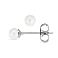 4 mm Wasserfester weißem Perle Ohrstecker in Stahl - OCEANA