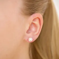 7 mm Wasserfester weißem Perle Ohrstecker in Stahl - OCEANA