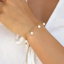 Wasserfest Fußkette aus vergoldetem Edelstahl 19,5 + 5 cm x   - OCEANA