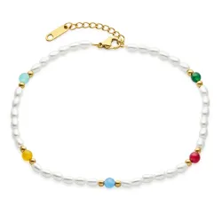 Wasserfest Fußkette aus vergoldetem Edelstahl 23,5 +3 cm x 4,5mm  - OCEANA