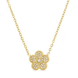 Wasserfest Blumen Halskette aus vergoldetem Stahl - OCEANA