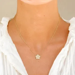 Wasserfest Blumen Halskette aus vergoldetem Stahl - OCEANA