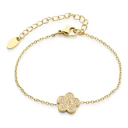 Wasserfest Blumen Armband aus vergoldetem Stahl - OCEANA