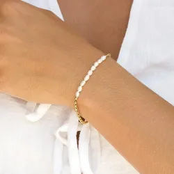 Wasserfest Armband aus vergoldetem Edelstahl 17 cm x 3,8 mm  - OCEANA