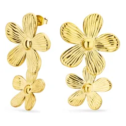 Wasserfester Blumen Ohrringe in vergoldetem Stahl - OCEANA