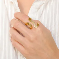 Wasserfest justierbar Ring aus vergoldetem Stahl - OCEANA