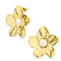 Wasserfester Blumen Ohrringe in vergoldetem Edelstahl - OCEANA